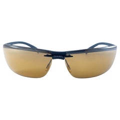 New Vintage Chanel 6003 Black Matte Half Frame Sunglasses Made In Italy Y2K