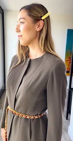 New Vintage Chanel 90s Gold Logo Barrette 1990s Hair Clip Pin w/ Box