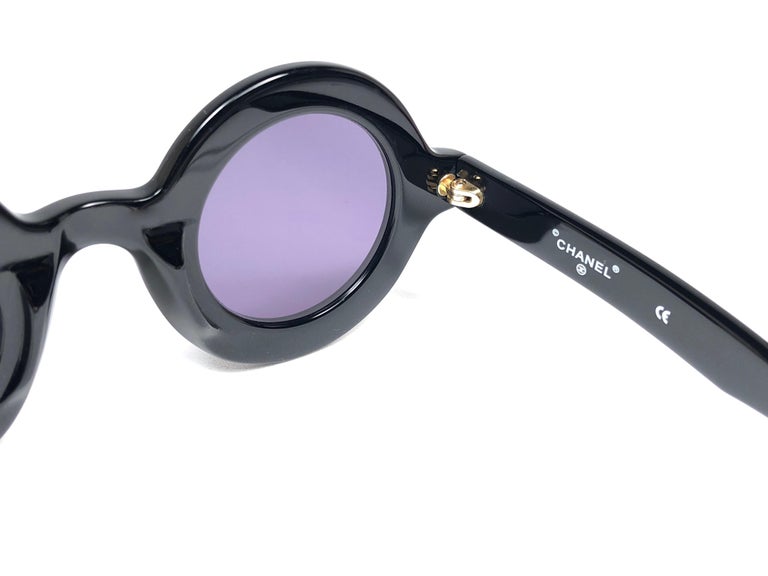 Chanel Brand New Black Mini CC White Black Lens Sunglasses - LAR Vintage