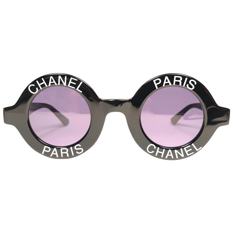 Vintage Chanel Round Chanel Paris Made In Italy White Sunglasses