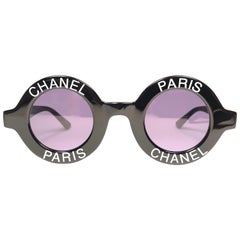 New Retro Chanel Iconic Round " Chanel Paris " Black Sunglasses Made In Italy