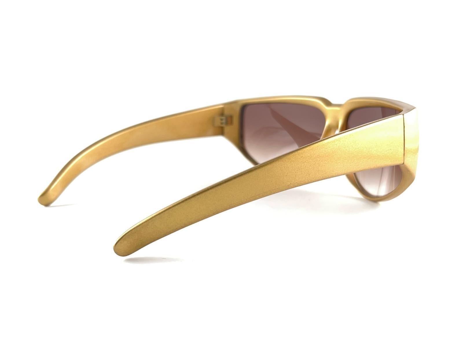 New Vintage Charles Jourdan Paris Gold Frame Gradient Lenses 1970's Sunglasses For Sale 1