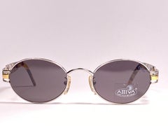 New Vintage Charme Pharaoh Silver Oval Mod 7540 1990's Sunglasses Made in Italy