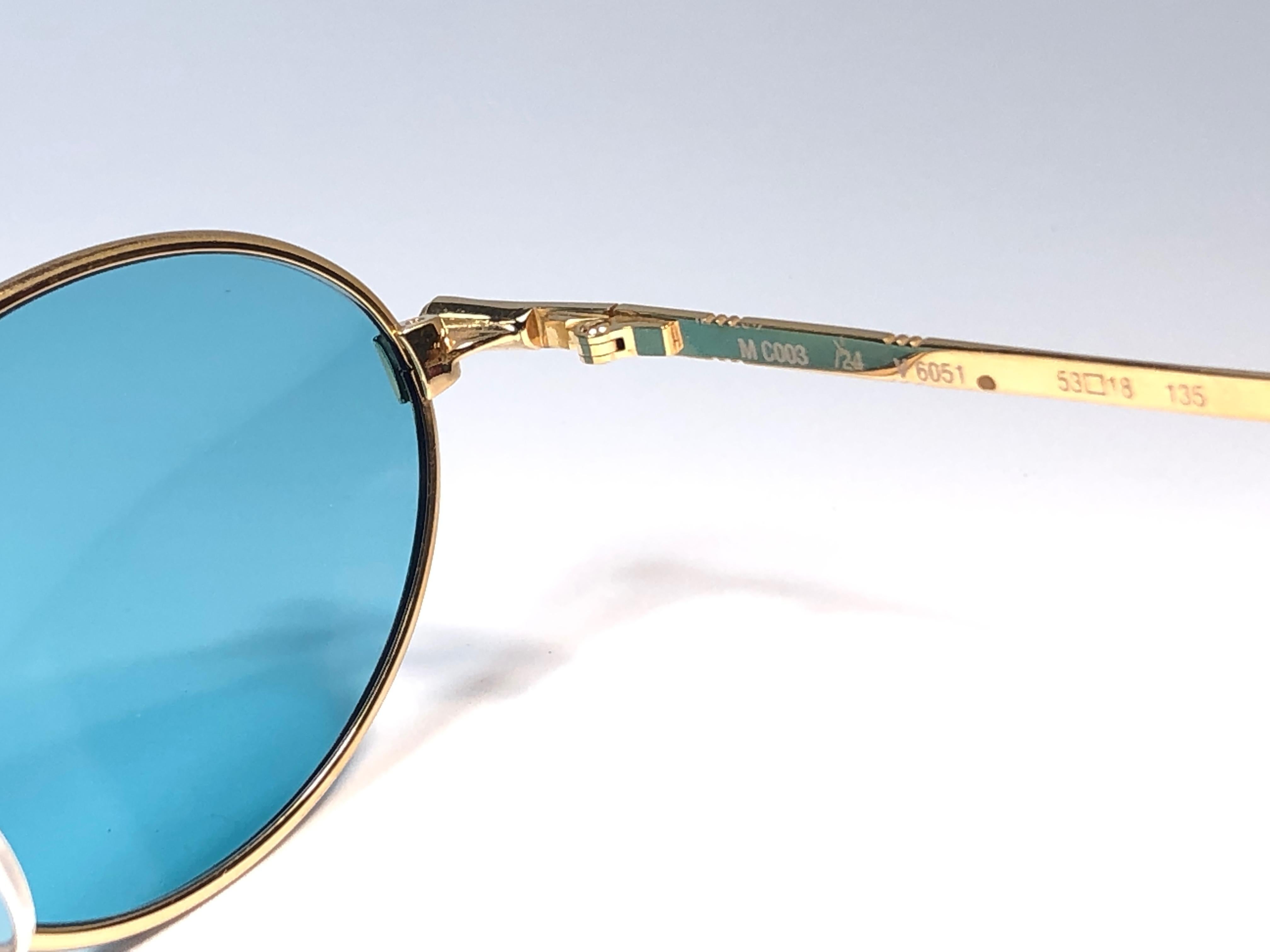 Women's or Men's New Vintage Chopard MC003 Oval 23k Plated Gold 1990 Sunglasses Made in Austria