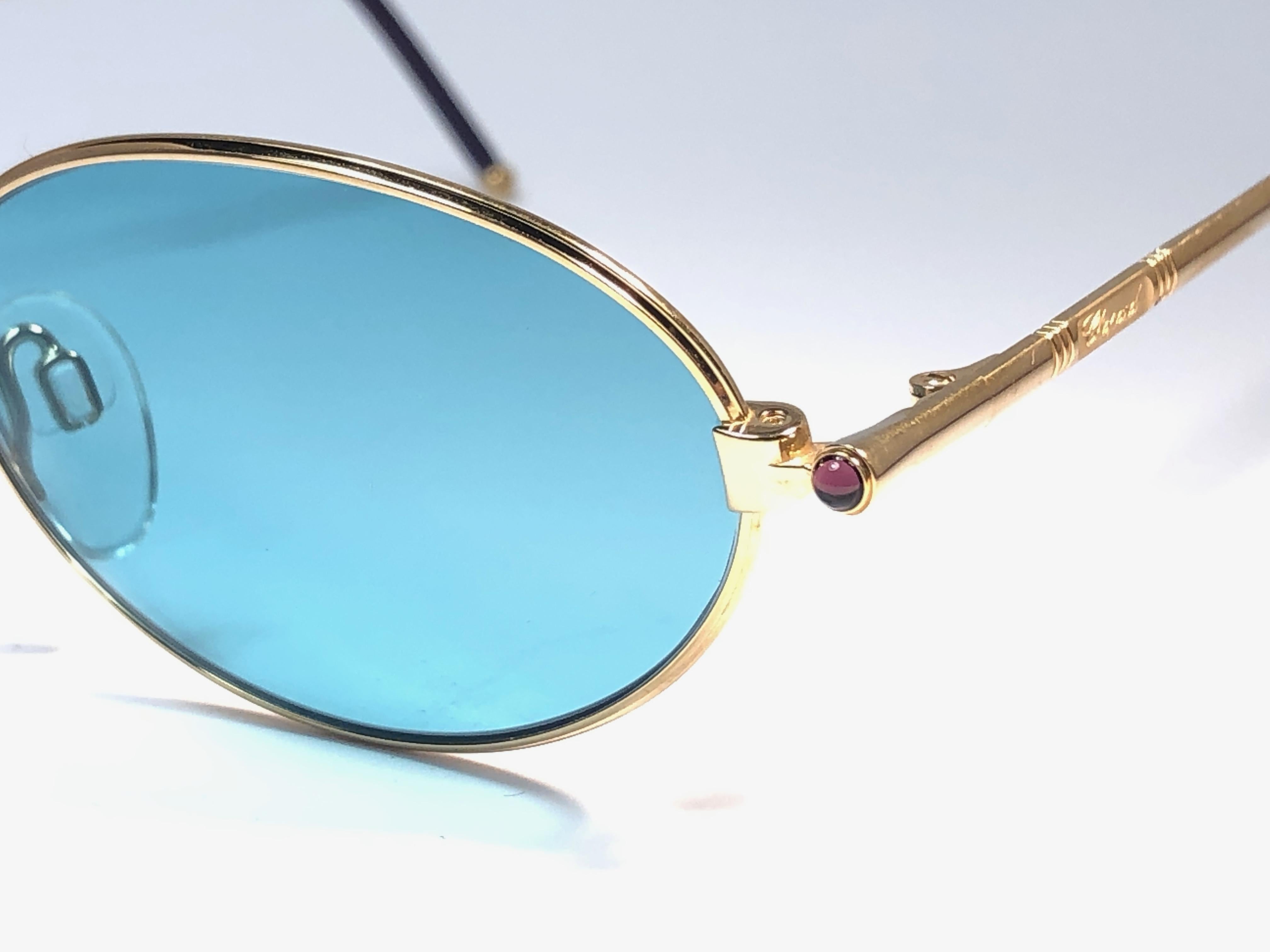New Vintage Chopard MC003 Oval 23k Plated Gold 1990 Sunglasses Made in Austria 2
