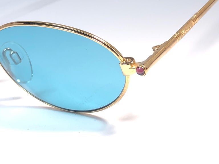 New Vintage Chopard MC003 Oval 23k Plated Gold 1990 Sunglasses Made in Austria For Sale 3