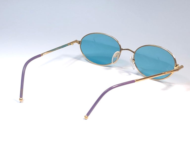 New Vintage Chopard MC003 Oval 23k Plated Gold 1990 Sunglasses Made in Austria For Sale 4