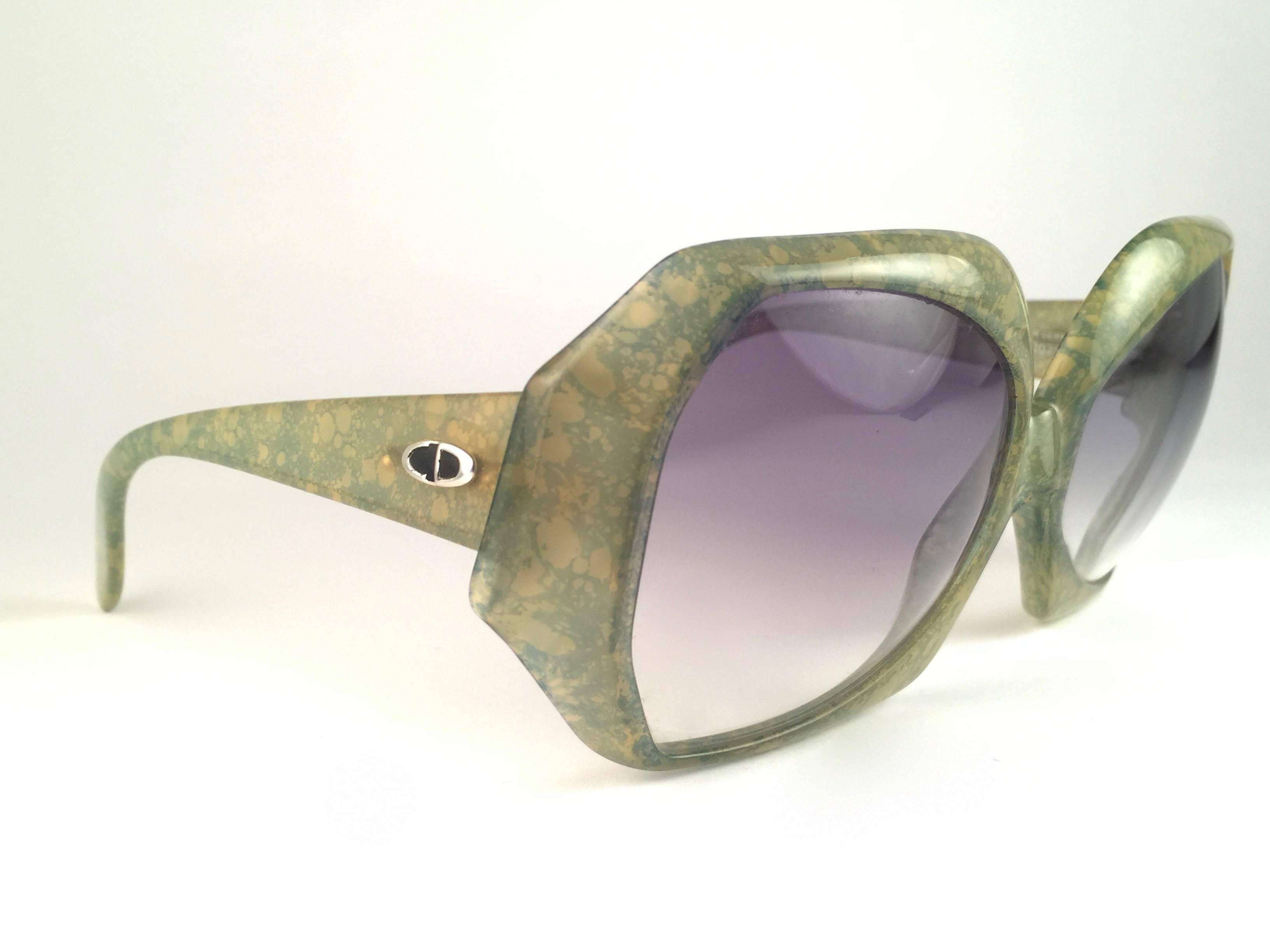Gray New Vintage Christian Dior 2025 60 Jaspe Green Jerry Hall Optyl Sunglasses For Sale