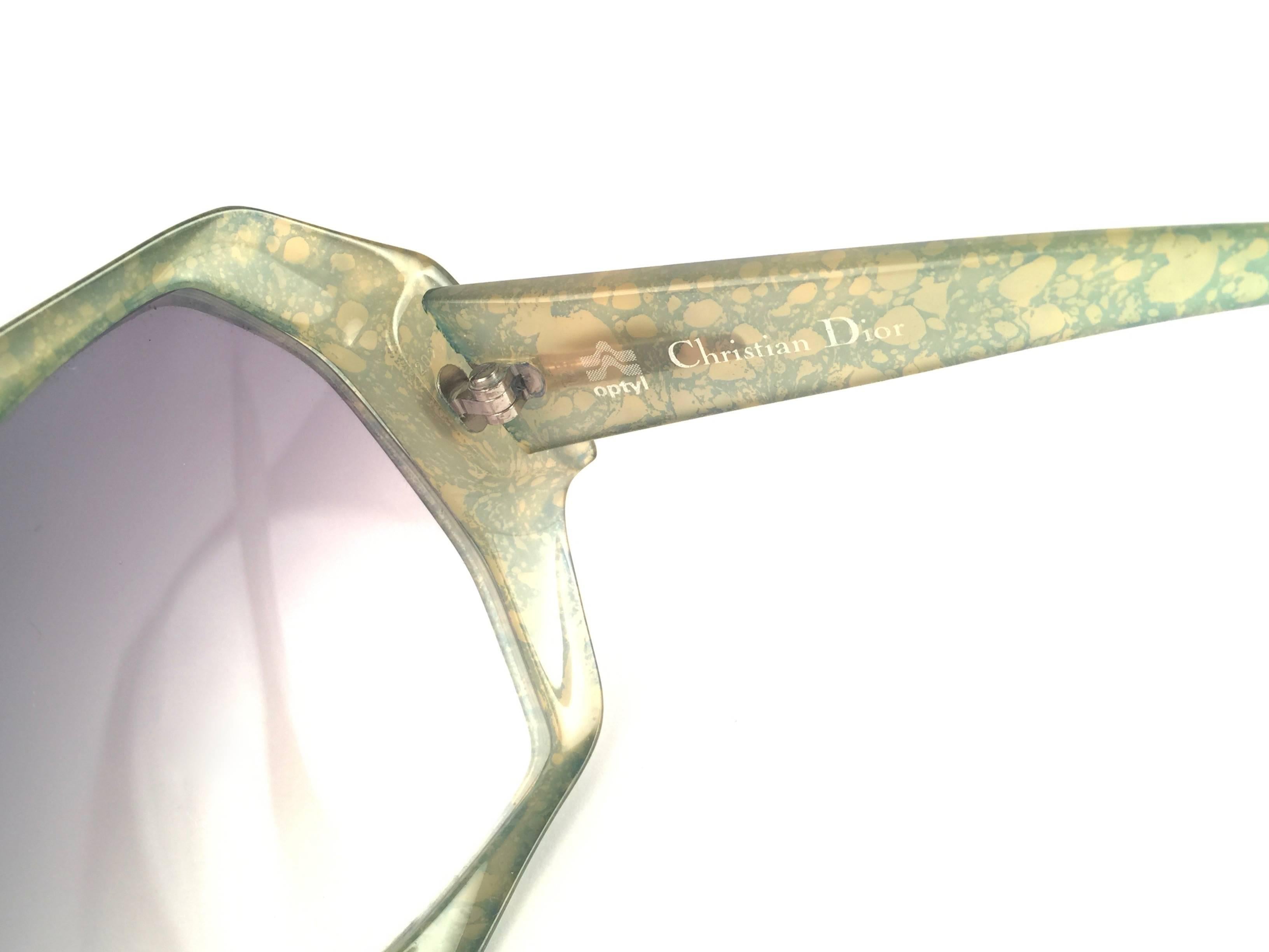 New Vintage Christian Dior 2025 60 Jaspe Green Jerry Hall Optyl Sunglasses For Sale 2