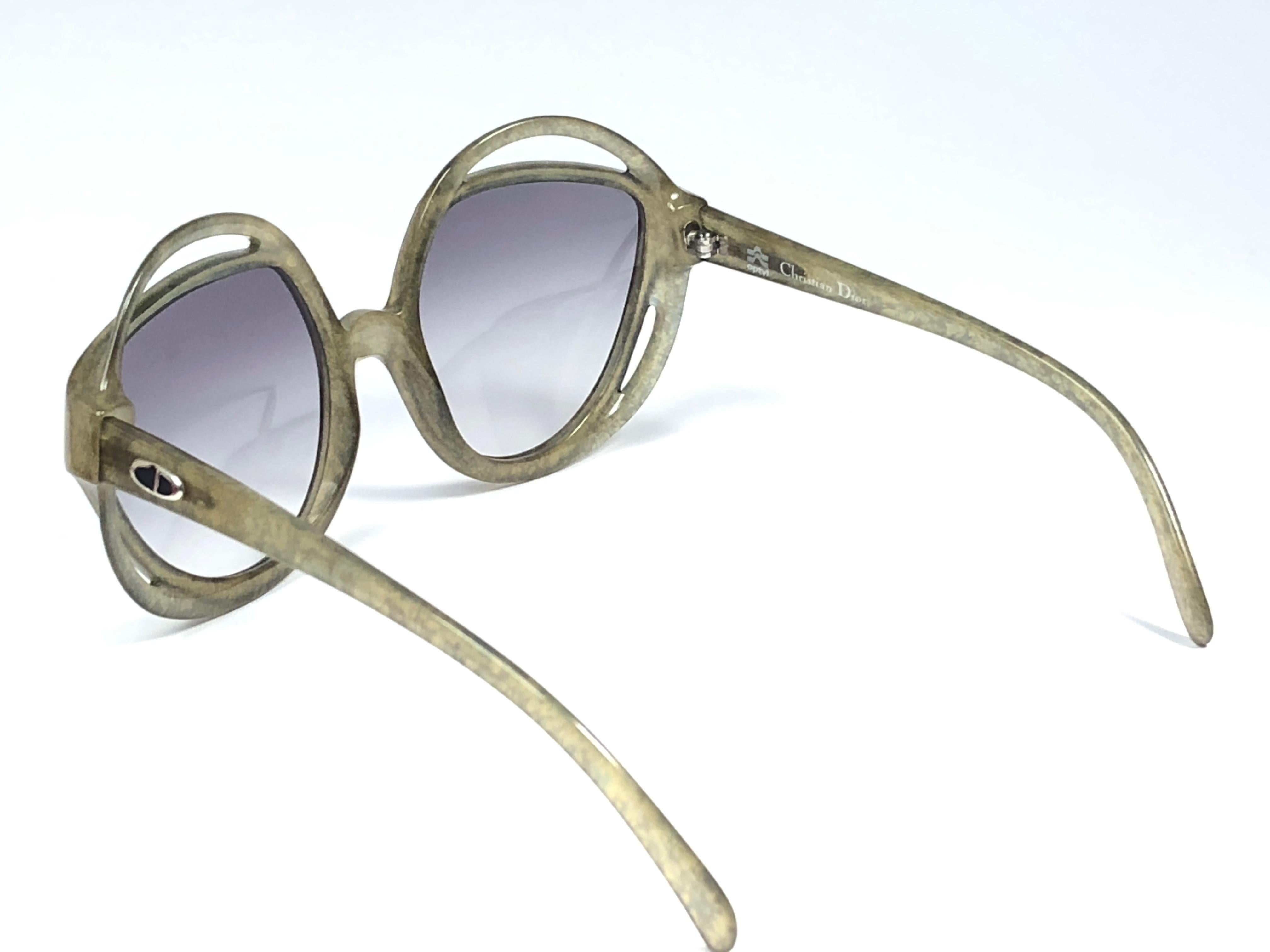 Women's New Vintage Christian Dior 2027 60 Green Jasped Optyl Sunglasses