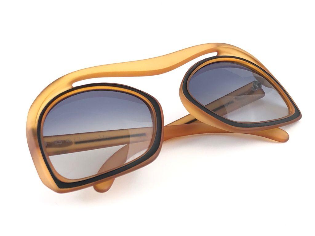 New Vintage Christian Dior 2043 80 Oversized Amber Black Optyl Sunglasses 7