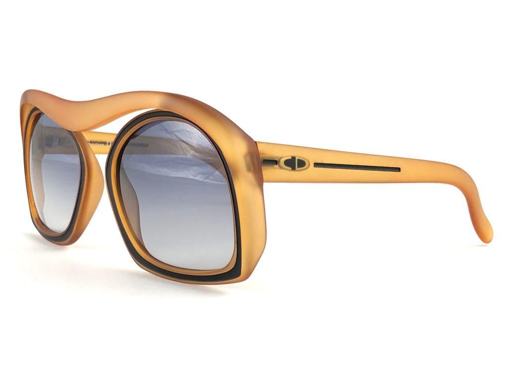 New Vintage Christian Dior 2043 80 Oversized Amber Black Optyl Sunglasses In New Condition In Baleares, Baleares