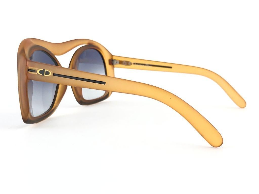 Women's New Vintage Christian Dior 2043 80 Oversized Amber Black Optyl Sunglasses