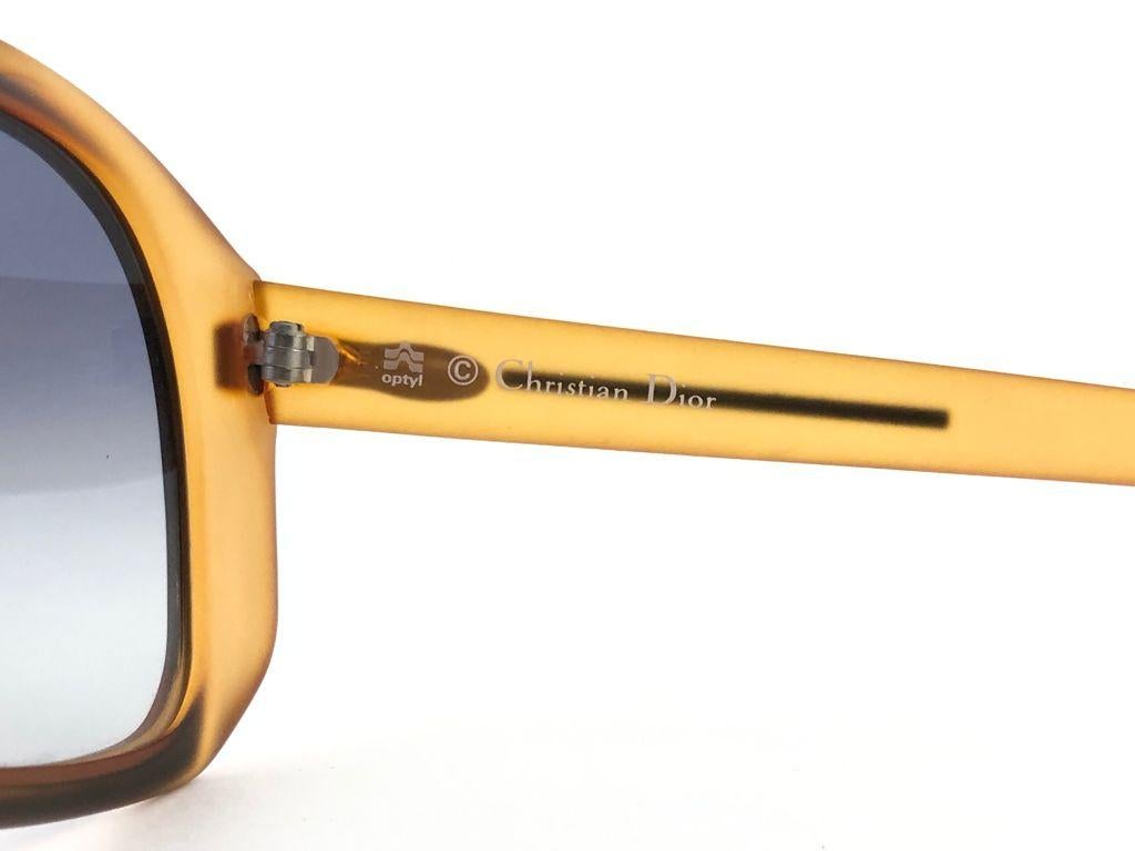 New Vintage Christian Dior 2043 80 Oversized Amber Black Optyl Sunglasses 1