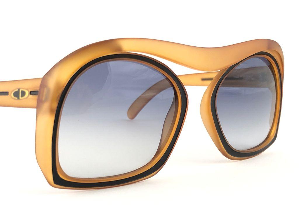 New Vintage Christian Dior 2043 80 Oversized Amber Black Optyl Sunglasses 4