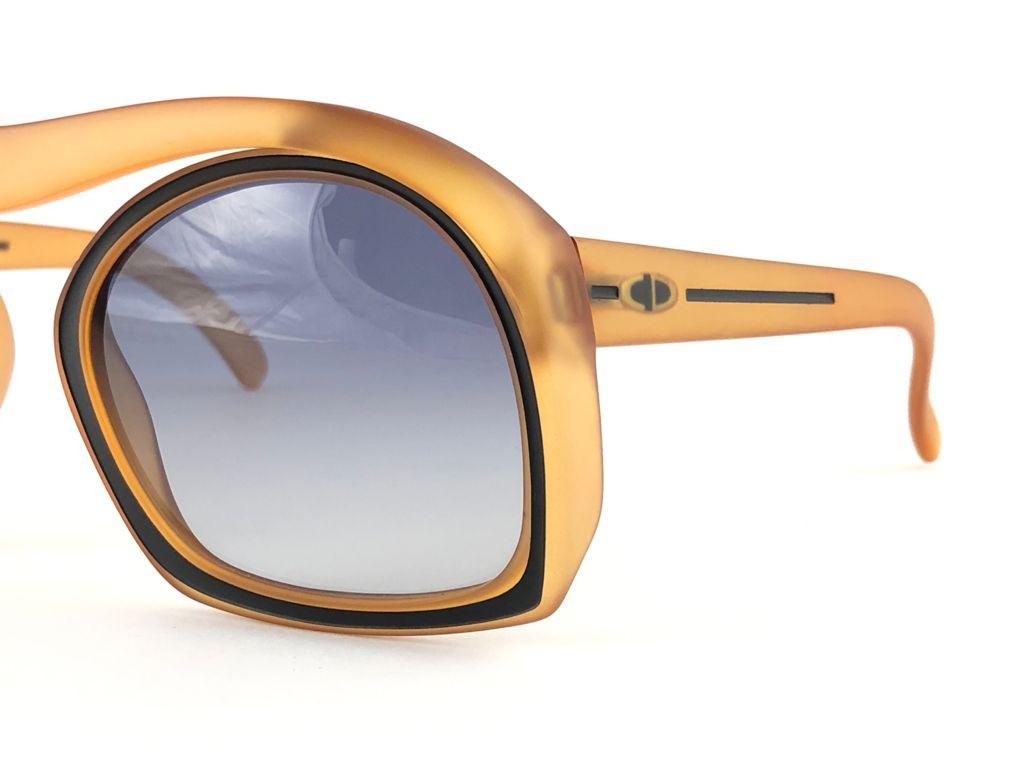 New Vintage Christian Dior 2043 80 Oversized Amber Black Optyl Sunglasses 5