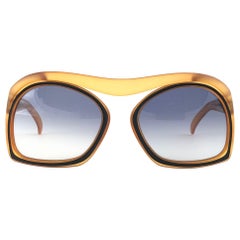 New Vintage Christian Dior 2043 80 Oversized Amber Black Optyl Sunglasses
