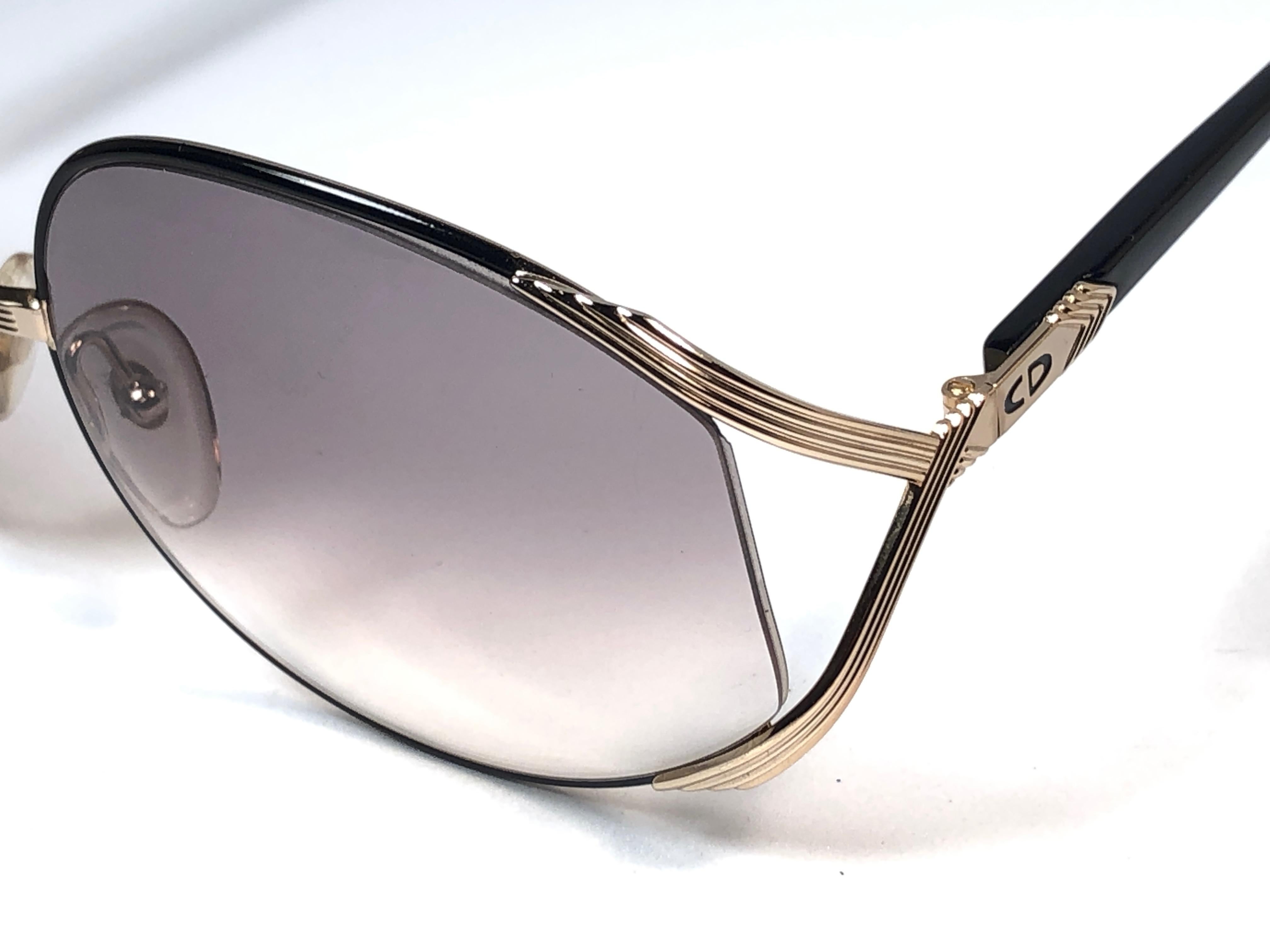 New Vintage Christian Dior 2050 46 Butterfly Gold & Black Sunglasses  3