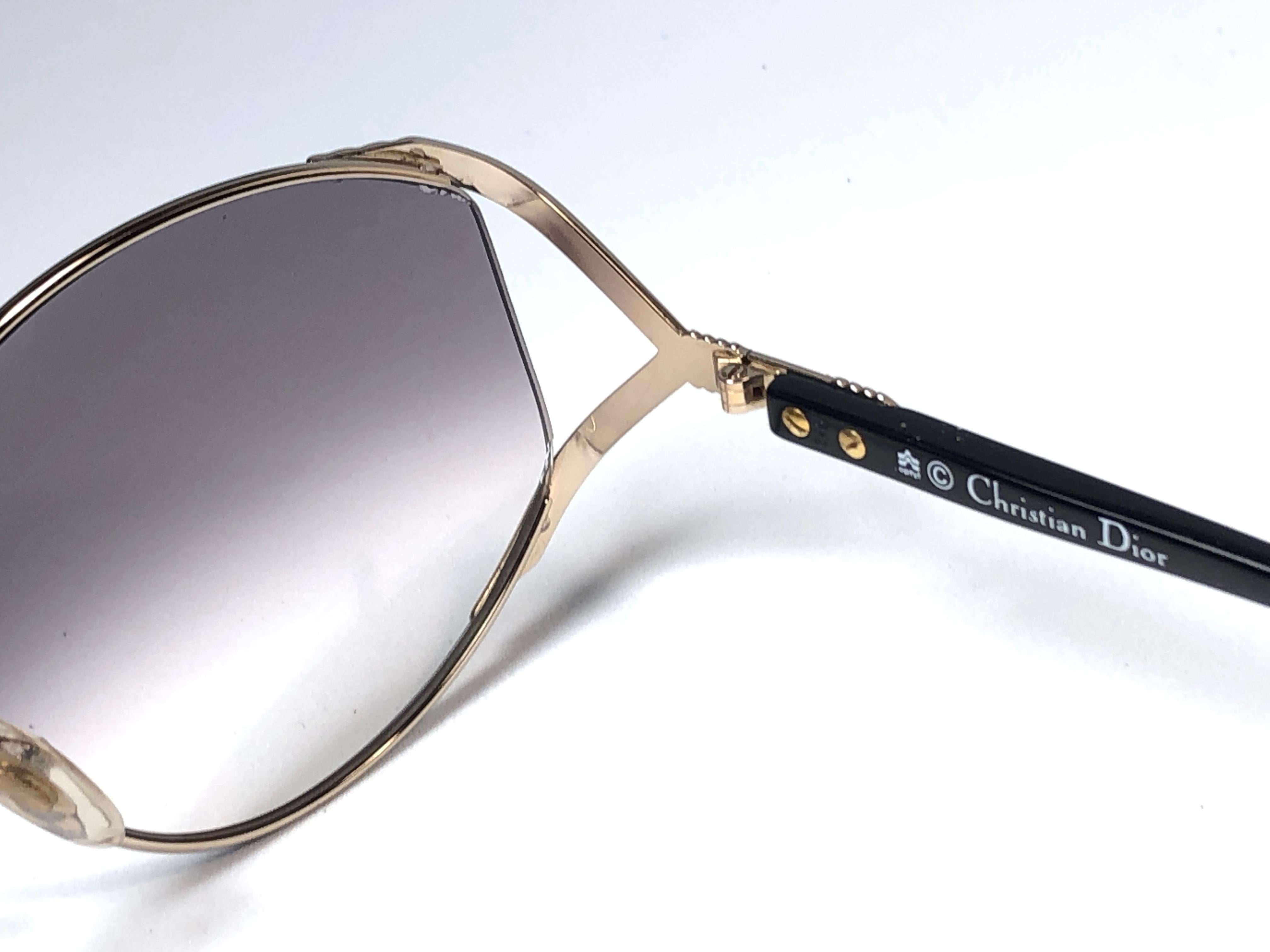 New Vintage Christian Dior 2050 46 Butterfly Gold & Black Sunglasses  2