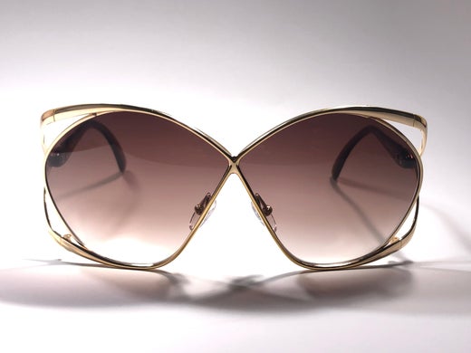 New Vintage Christian Dior 2056 41 Butterfly Translucent Brown Sunglasses  at 1stDibs