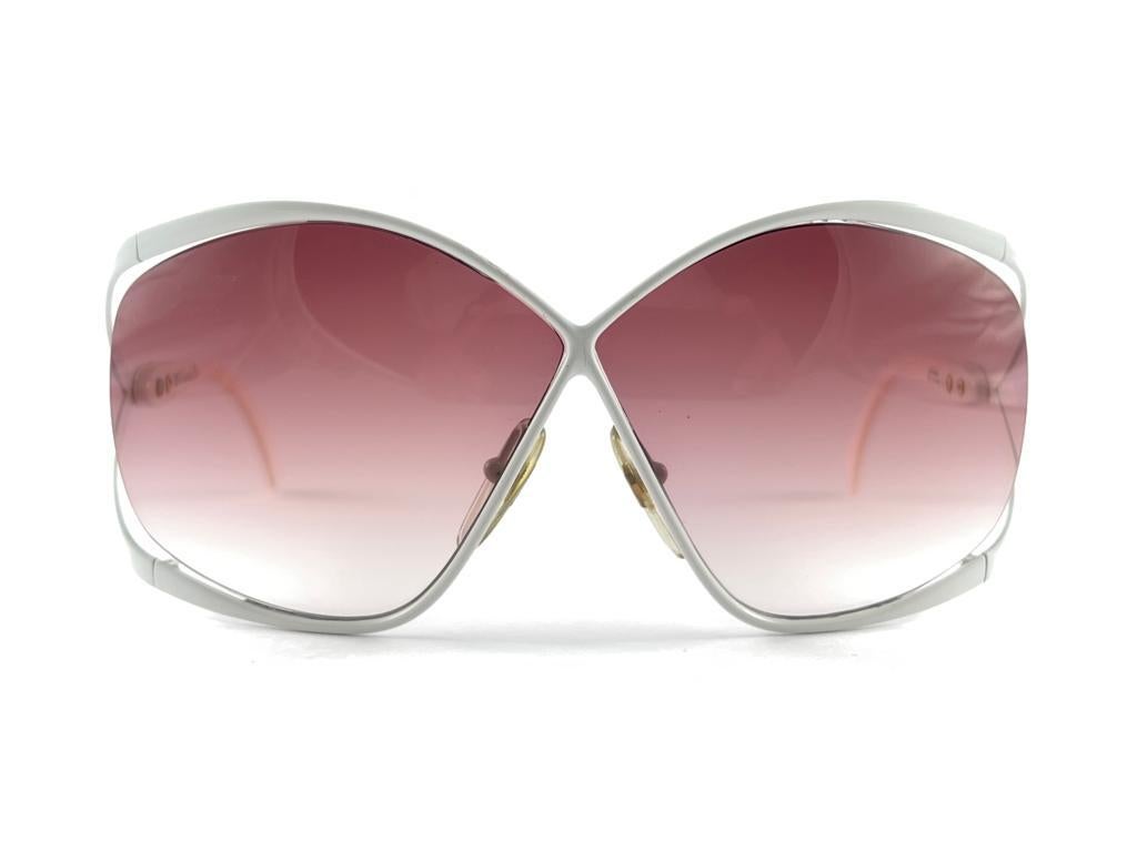 New Vintage Christian Dior 2056 70 Butterfly Polar White Sunglasses 3