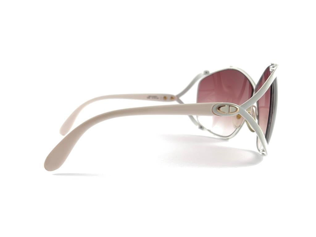 New Vintage Christian Dior 2056 70 Butterfly Polar White Sunglasses 4