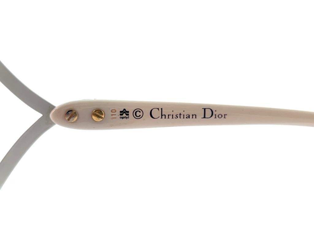 Women's New Vintage Christian Dior 2056 70 Butterfly Polar White Sunglasses