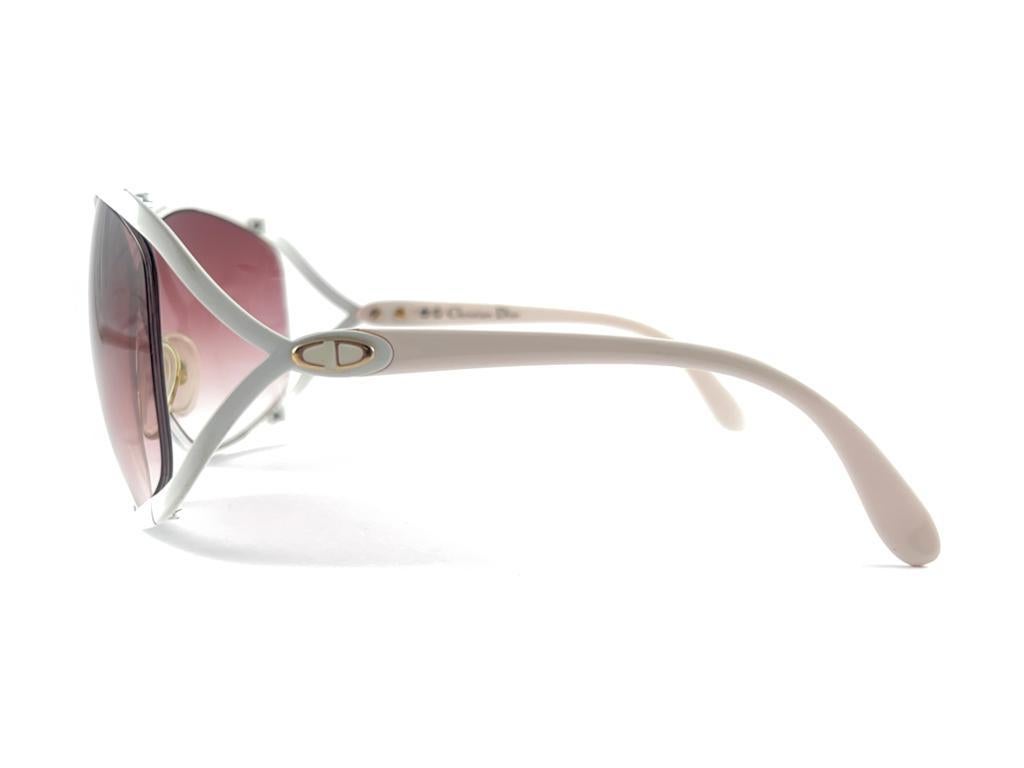 New Vintage Christian Dior 2056 70 Butterfly Polar White Sunglasses 2