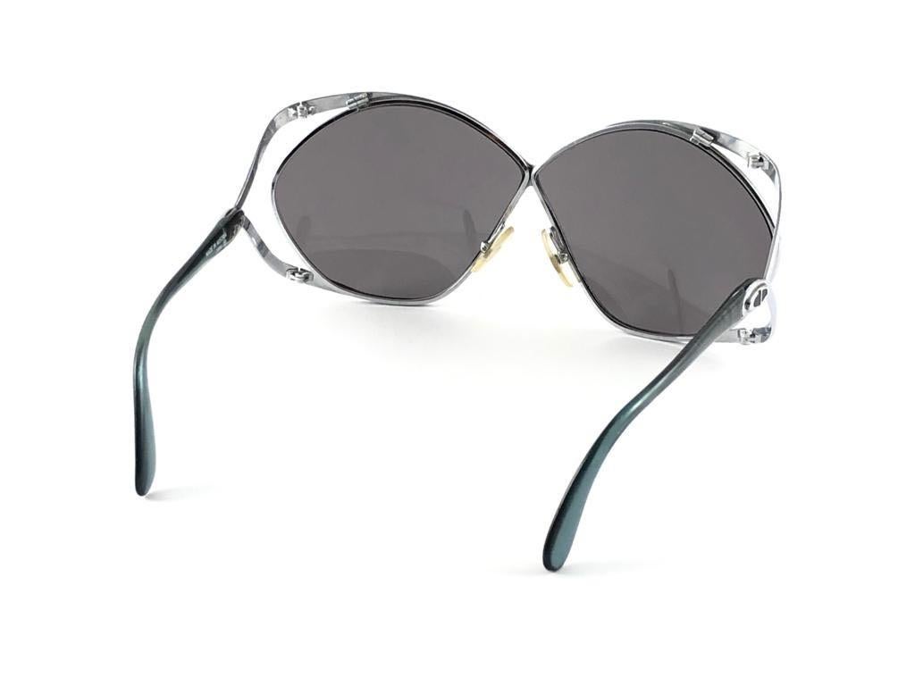 New Vintage Christian Dior 2056 75 Butterfly Silver & Green Sunglasses 2