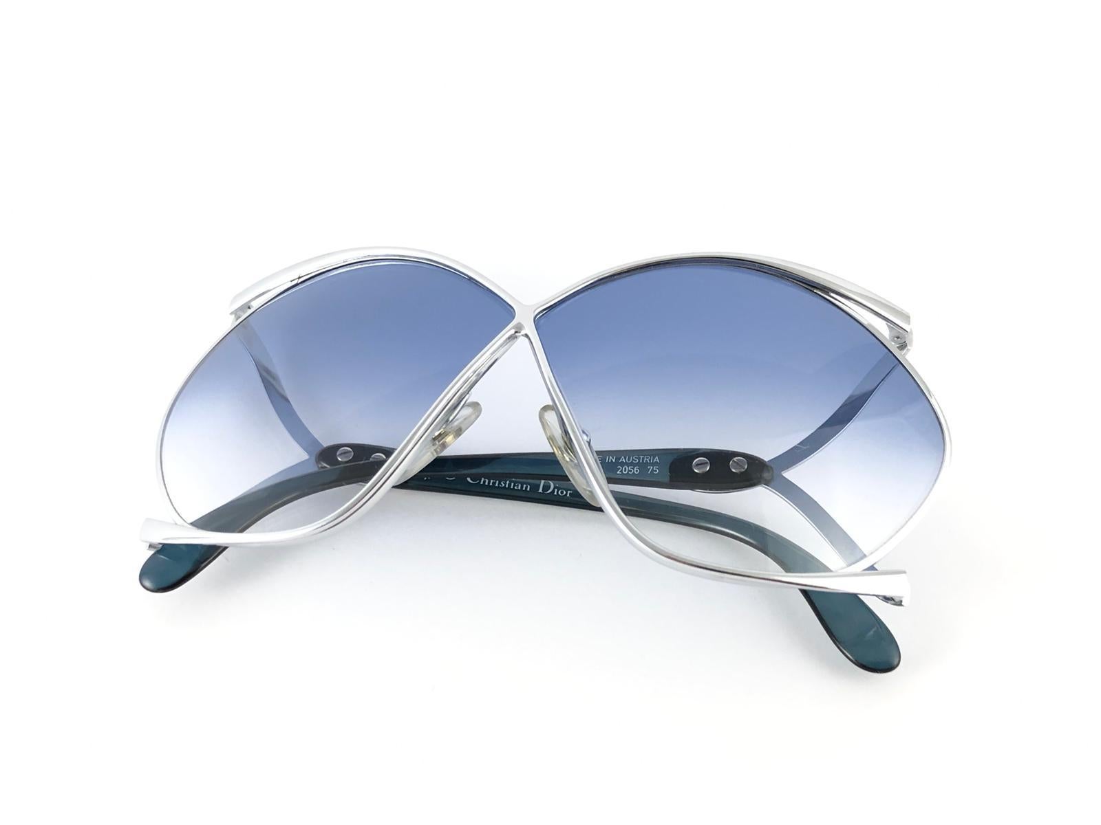 New Vintage Christian Dior 2056 75 Butterfly Silver & Green Sunglasses 1