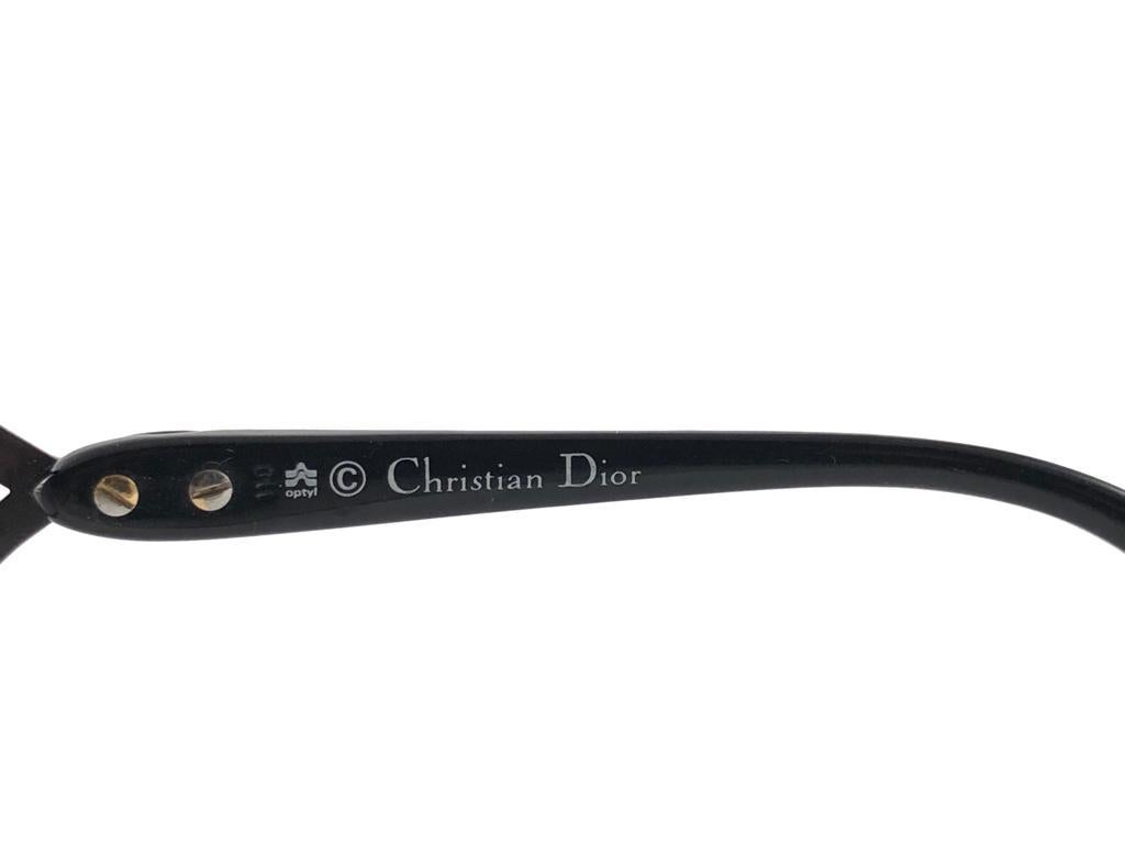 New Vintage Christian Dior 2056 90 Butterfly Metallic Black Sunglasses 3