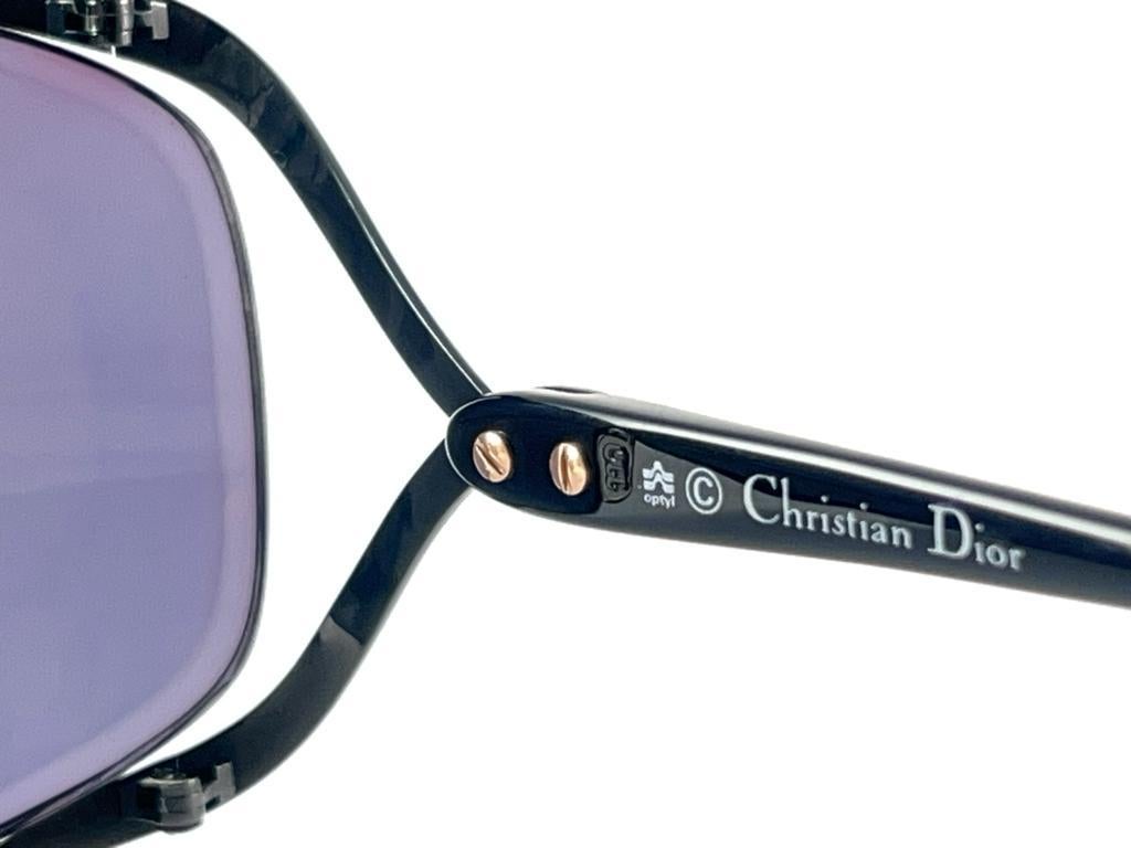 New Vintage Christian Dior 2056 90 Butterfly Metallic Black Sunglasses For Sale 7