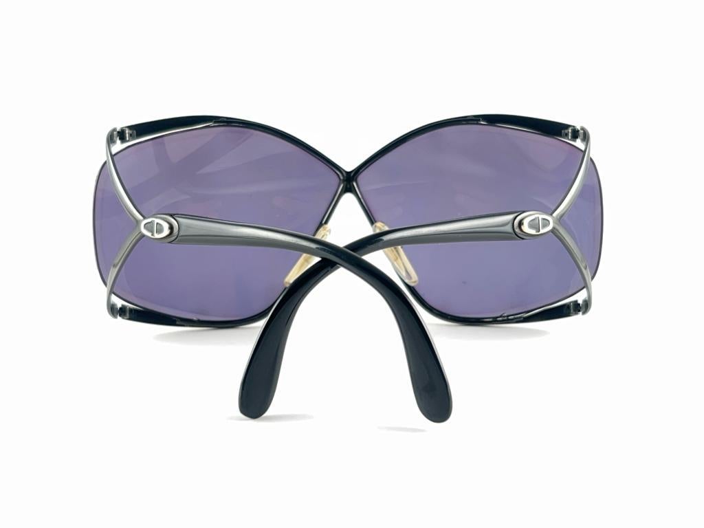 New Vintage Christian Dior 2056 90 Butterfly Metallic Black Sunglasses For Sale 9