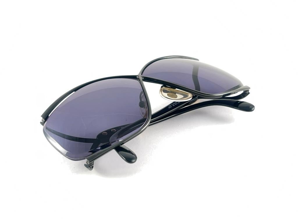 New Vintage Christian Dior 2056 90 Butterfly Metallic Black Sunglasses For Sale 11