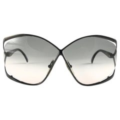 New Vintage Christian Dior 2056 90 Butterfly Metallic Black Sunglasses