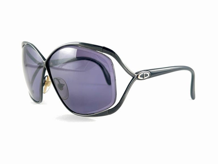 New Vintage Christian Dior 2056 90 Butterfly Metallic Black