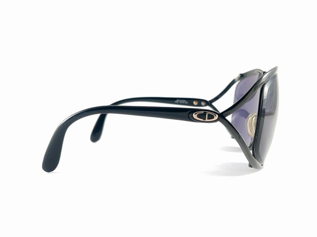 Neu Vintage Christian Dior 2056 90 Schmetterling Metallic Schwarz Sonnenbrille im Angebot 2