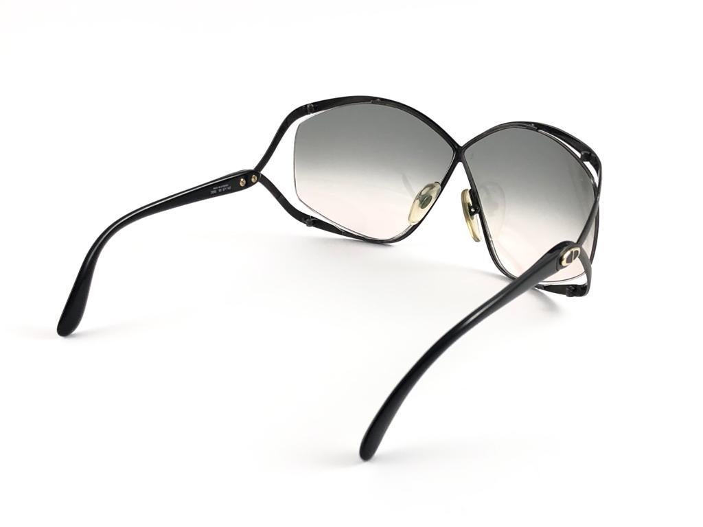 Women's New Vintage Christian Dior 2056 90 Butterfly Metallic Black Sunglasses