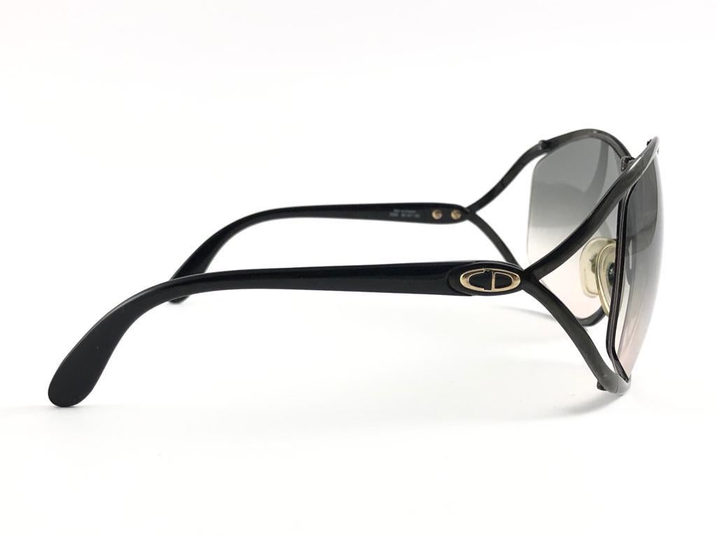 New Vintage Christian Dior 2056 90 Butterfly Metallic Black Sunglasses 1