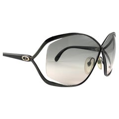 New Vintage Christian Dior 2056 90 Butterfly Metallic Black Sunglasses
