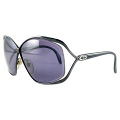 New Vintage Christian Dior 2056 90 Butterfly Metallic Black Sunglasses