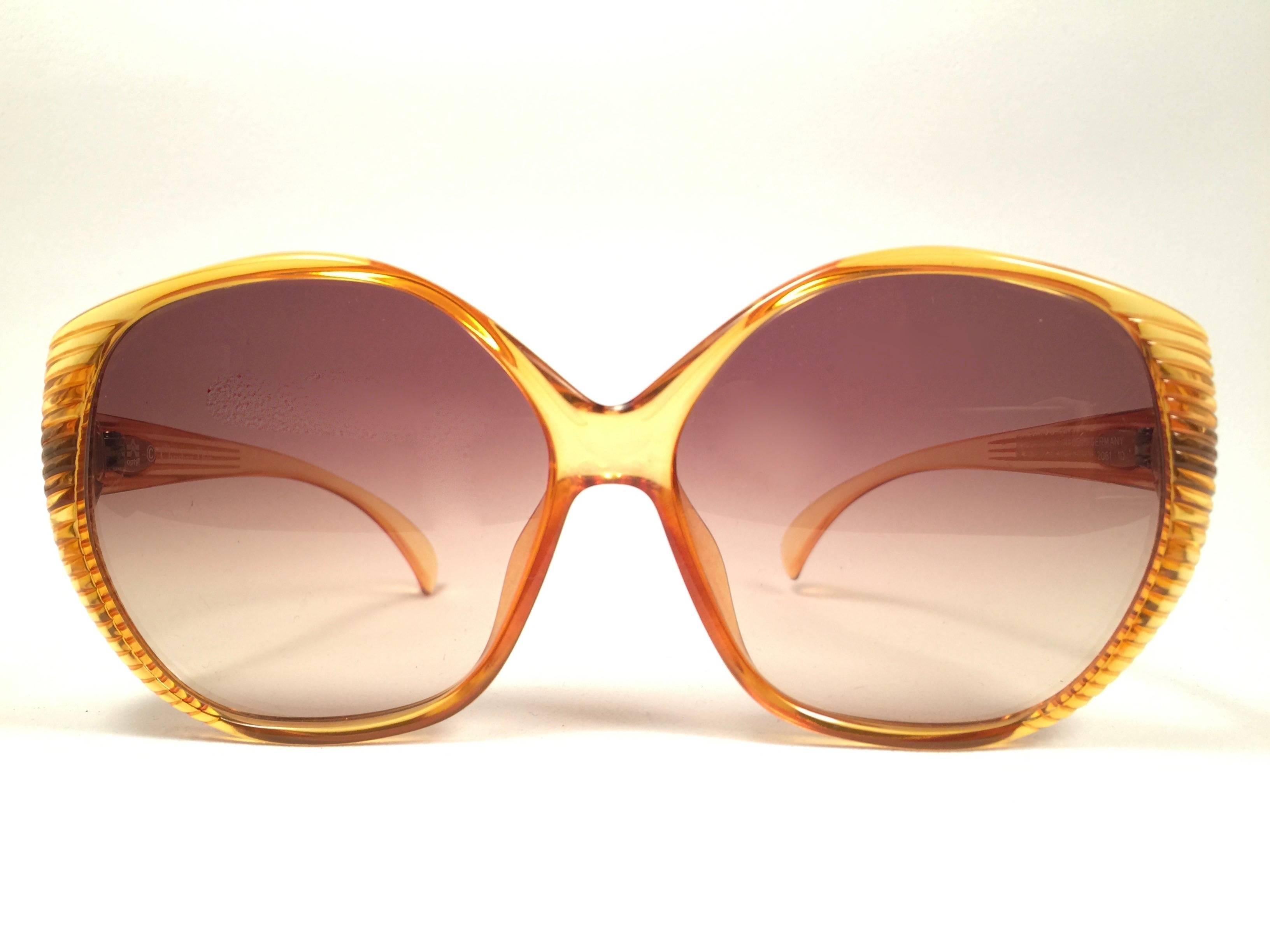 New Vintage Christian Dior 2061 Oversized Amber Optyl 1980 Sunglasses  In New Condition In Baleares, Baleares