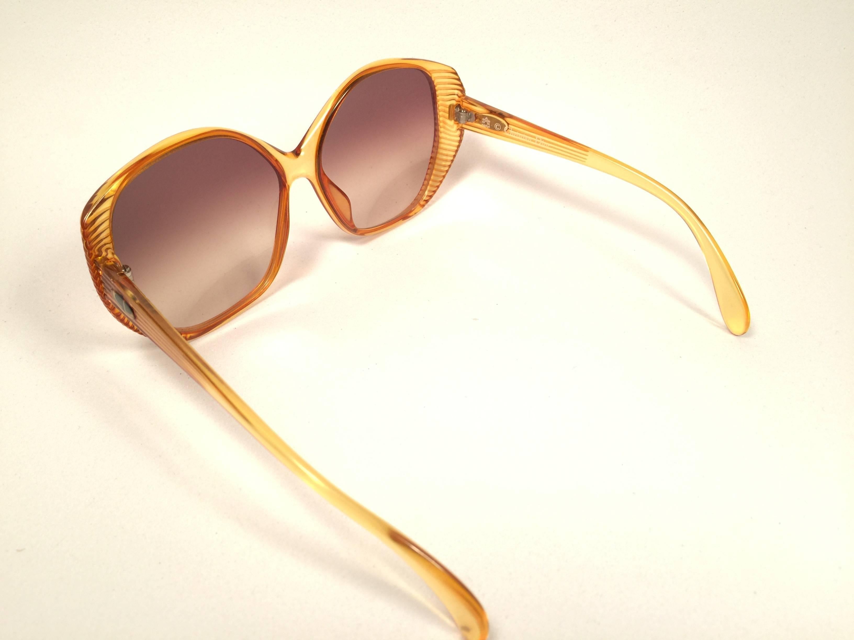 Women's New Vintage Christian Dior 2061 Oversized Amber Optyl 1980 Sunglasses 
