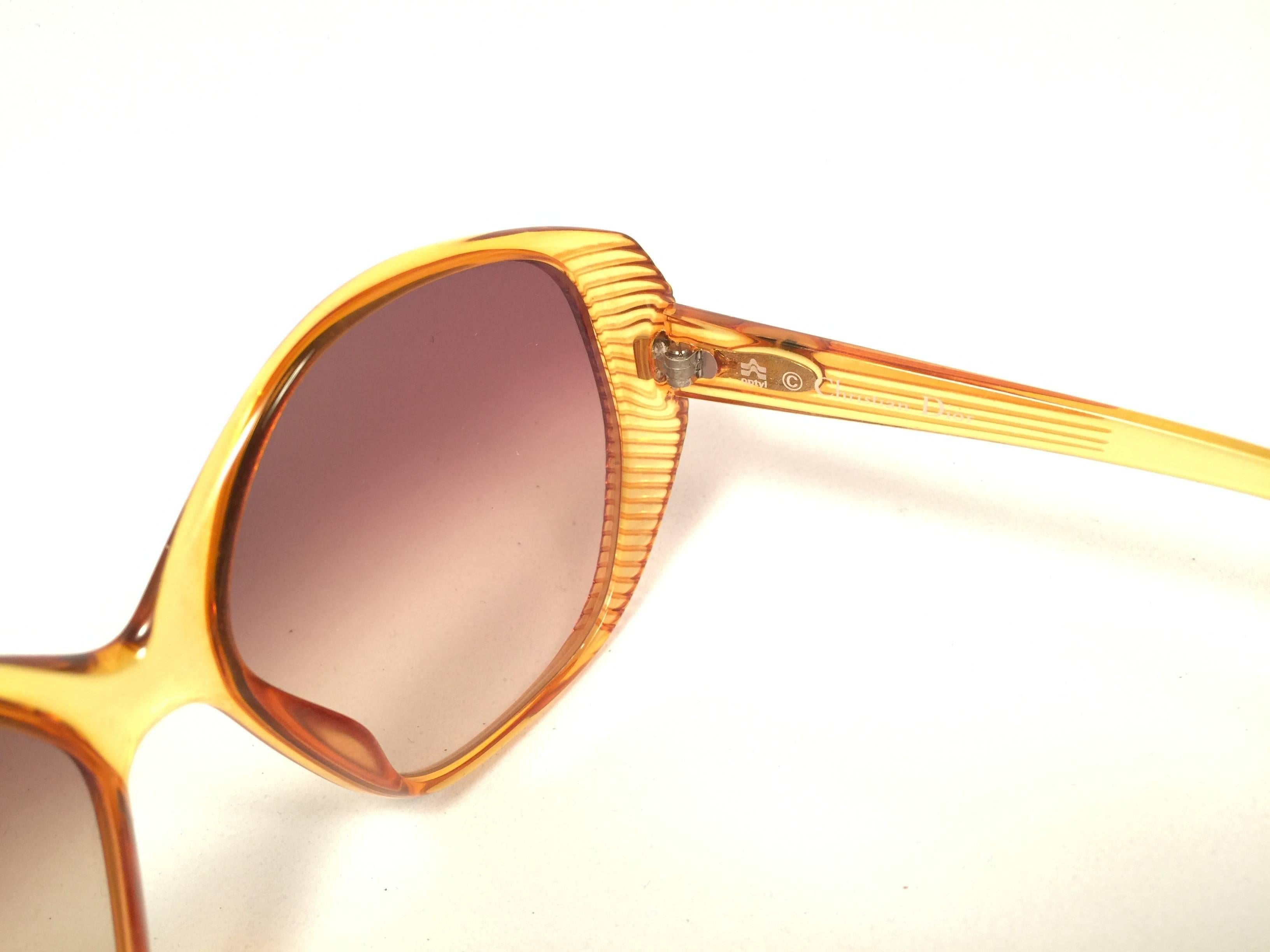 New Vintage Christian Dior 2061 Oversized Amber Optyl 1980 Sunglasses  1