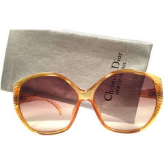 New Vintage Christian Dior 2061 Oversized Amber Optyl 1980 Sunglasses