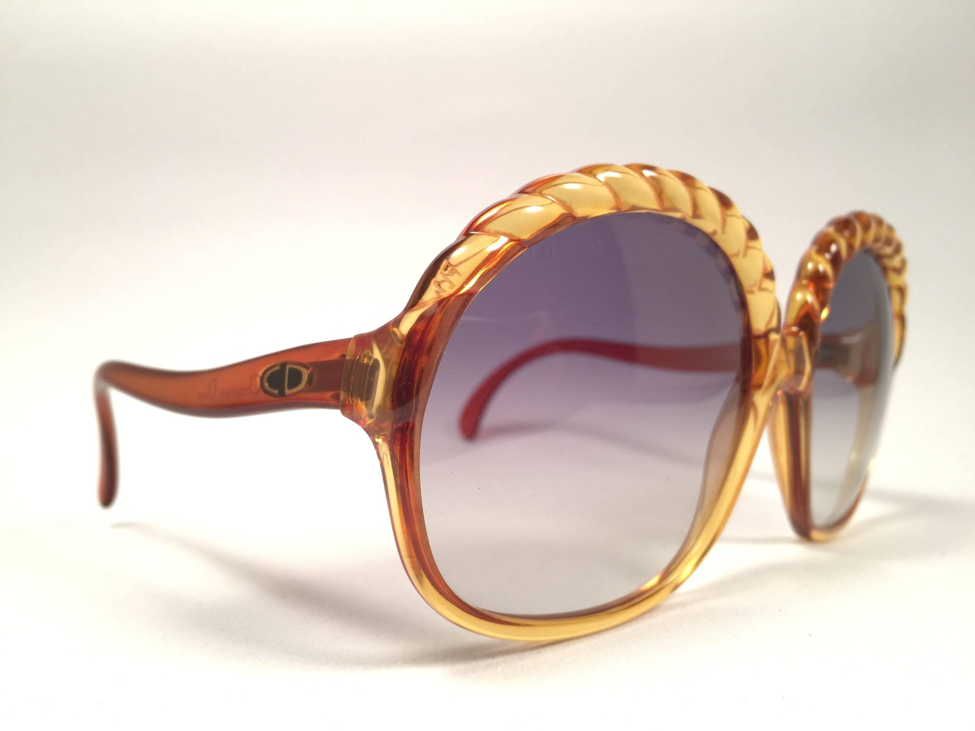 Christian Dior 2062 Vintage Amber Oversized Optyl Sunglasses, 1980s In New Condition In Baleares, Baleares