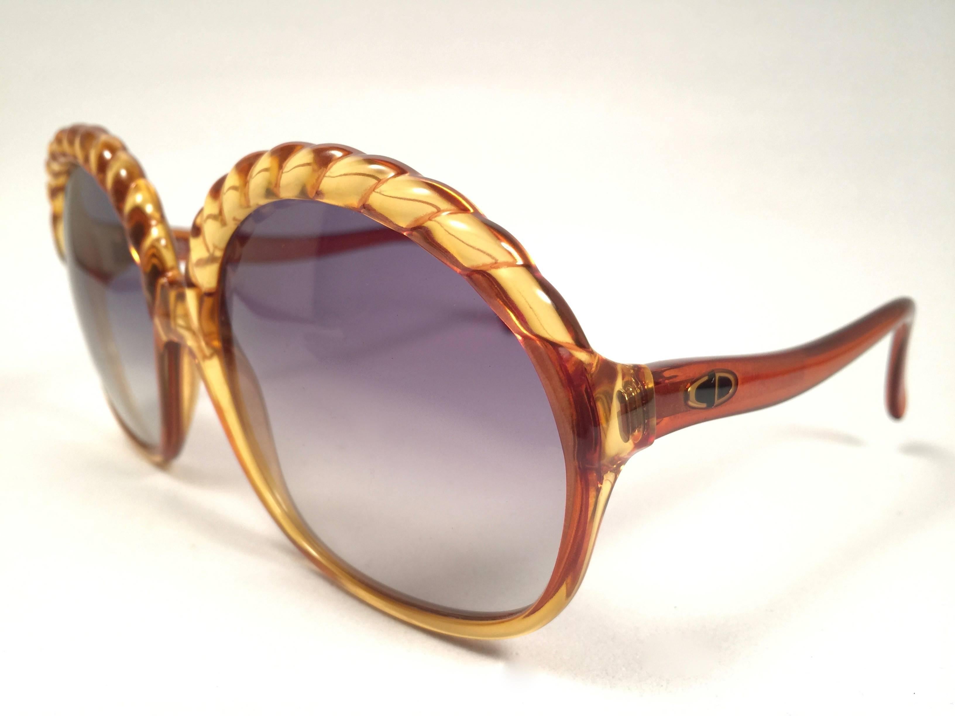 Women's Christian Dior 2062 Vintage Amber Oversized Optyl Sunglasses, 1980s