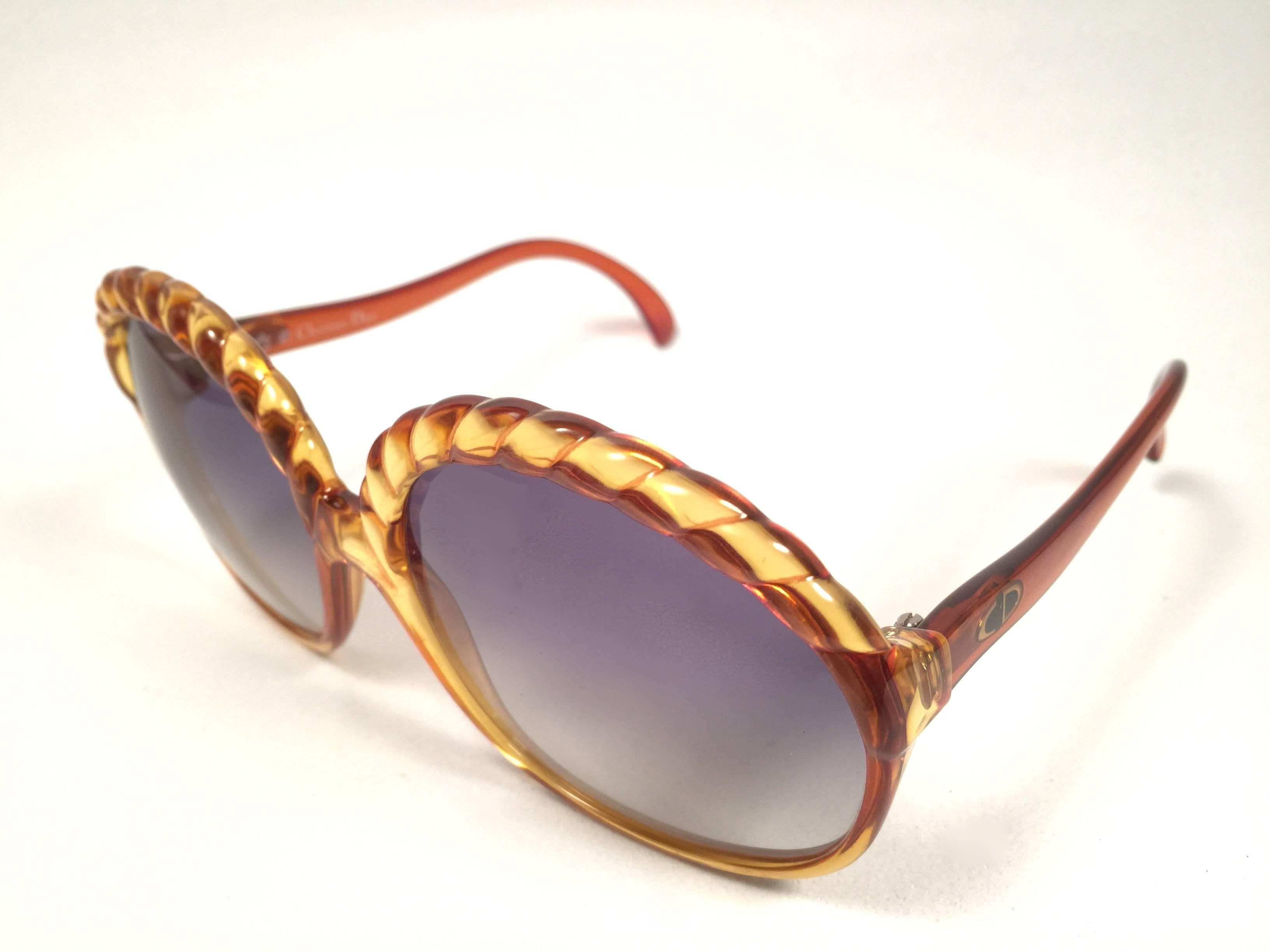 Christian Dior 2062 Vintage Amber Oversized Optyl Sunglasses, 1980s 1