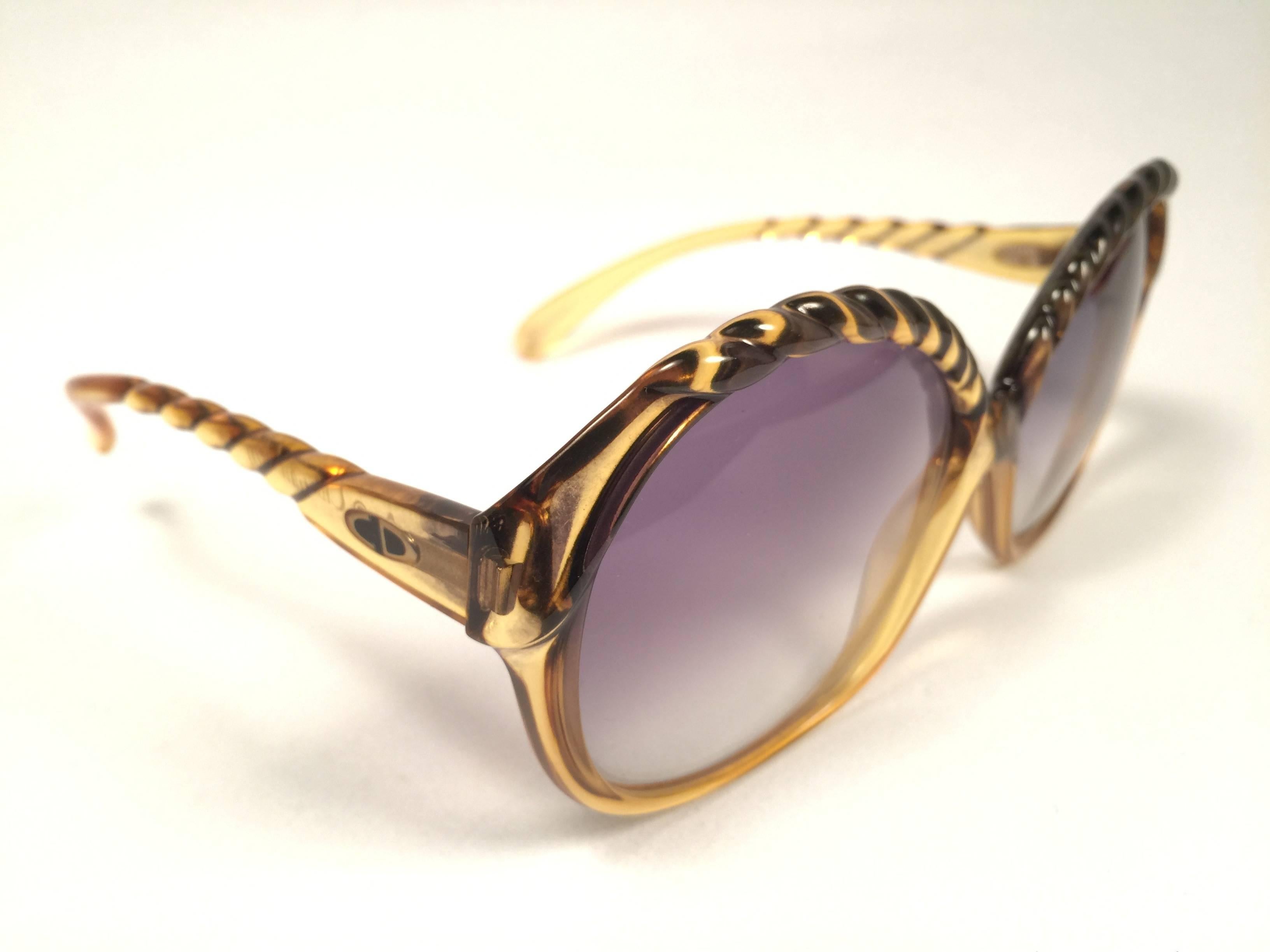 Women's New Vintage Christian Dior 2063 20 Oversized Translucent Optyl 1980 Sunglasses 