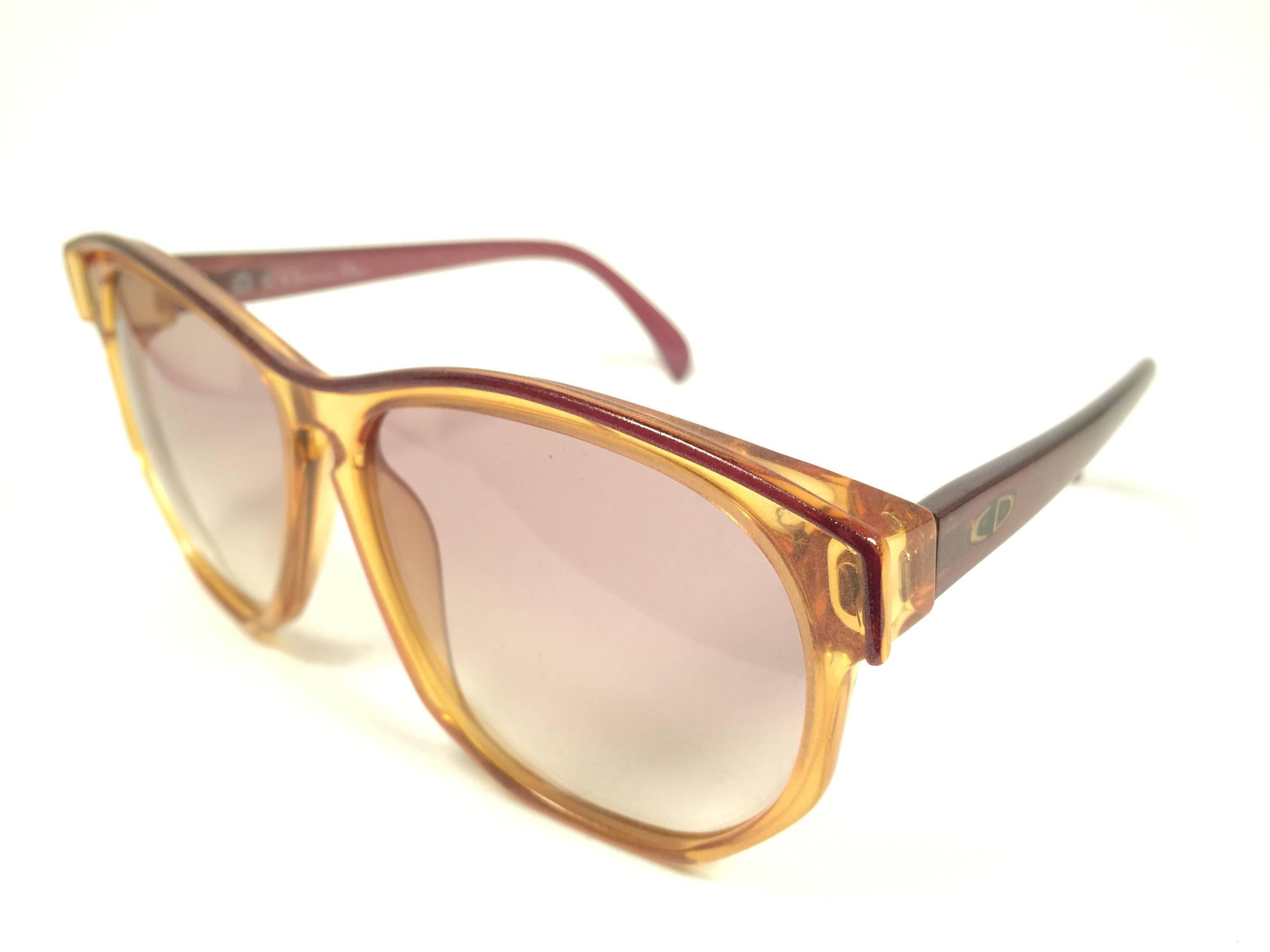 Women's New Vintage Christian Dior 2093 Oversized Amber Optyl 1970 Sunglasses 